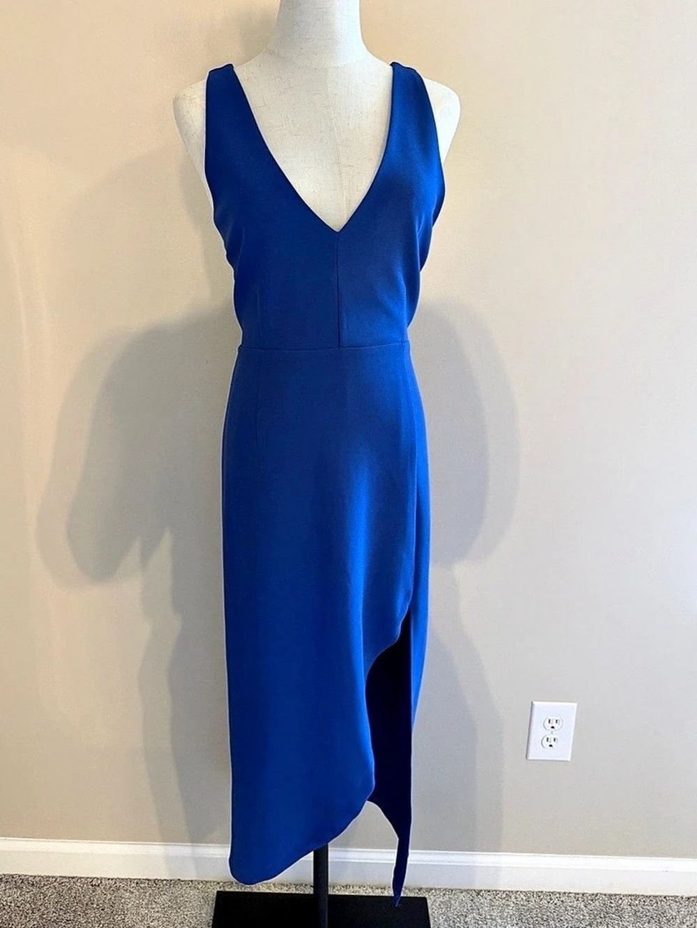 Abercrombie & Fitch V-Neck Midi Dress in Royal Blue (Large Tall)